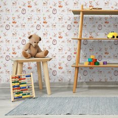Tapeta Dziecięca LEŚNE ZWIERZĄTKA Rośliny Akwarela  - Miniaturka zdjęcia nr 6