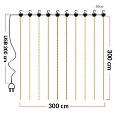 Girlanda LED Heckermann YS-0003 3x3m 300LED Warm - Miniaturka zdjęcia nr 2