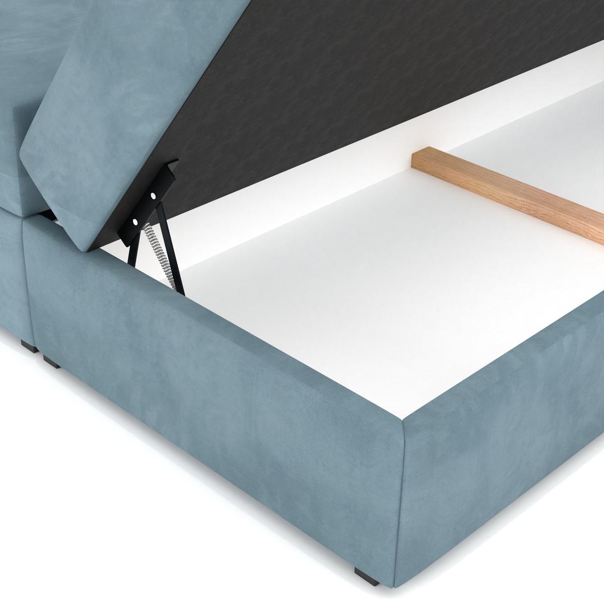 Łóżko kontynentalne 160x200x113 cm tapicerowane podwójne z materacem morskie nr. 14