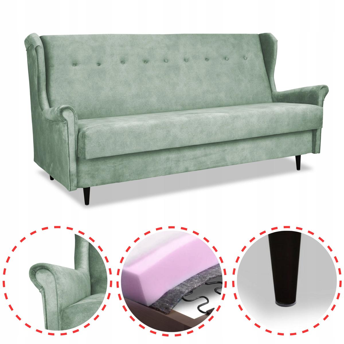Wersalka sofa uszak kanapa rozkładana Ari pistacja nr. 2