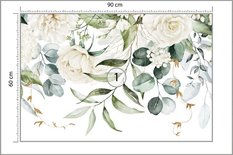 Fototapeta Białe KWIATY Róże Liście Natura Dekoracja do Salonu 3D - Miniaturka zdjęcia nr 2