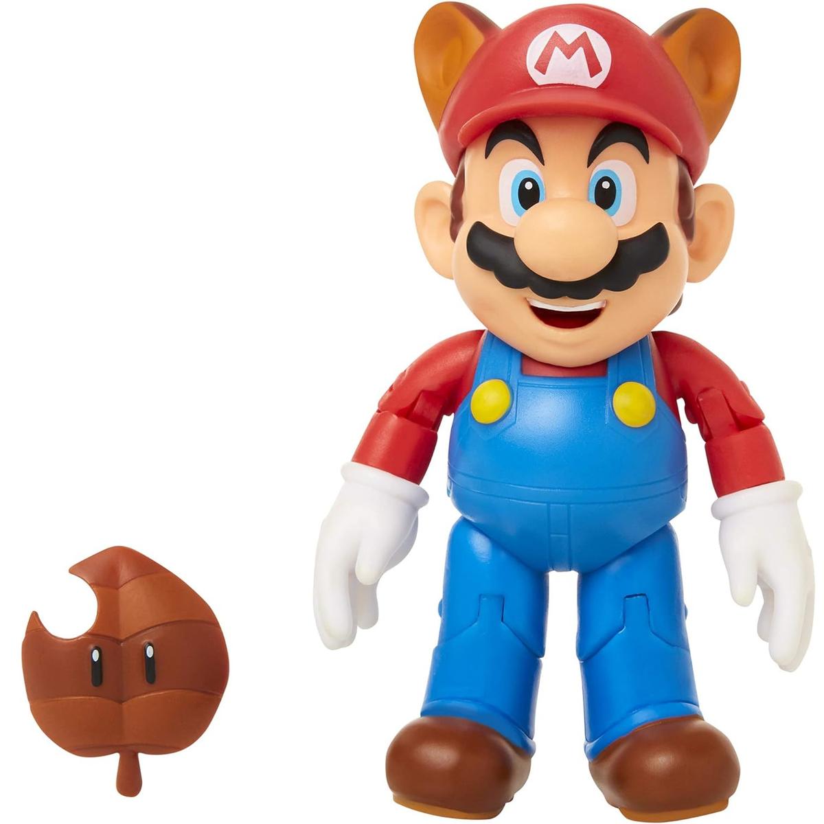 SUPER MARIO oryginalna ruchoma figurka Raccoon Mario + Super Leaf zabawka dla dzieci 10 cm nr. 2