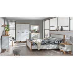 Witryna 85x40x185 cm z czterema drzwiczkami i LED sosna andersen dąb nash do salonu - Miniaturka zdjęcia nr 8