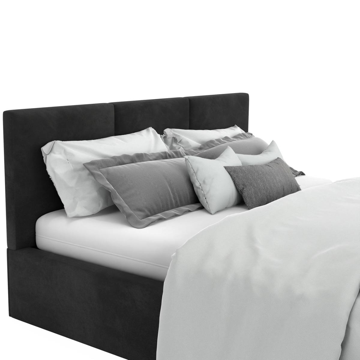 Łóżko tapicerowane do sypialni basic 120x200x88 cm podwójne z pojemnikiem czarne  nr. 12
