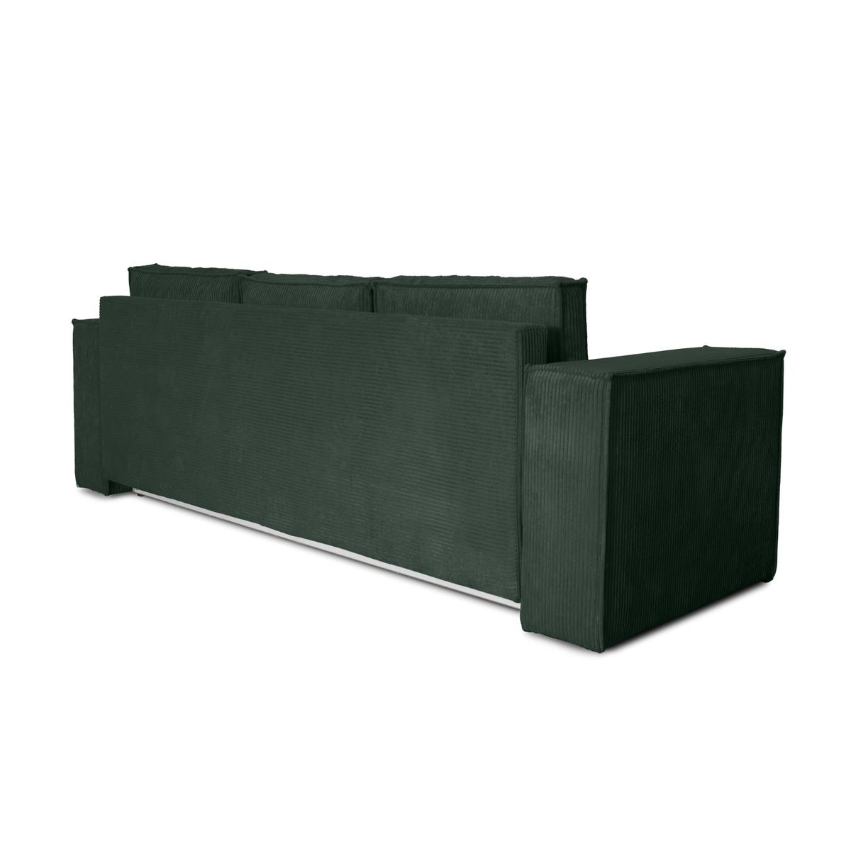 Kanapa Verona 248x96x93 cm z funkcją spania i pojemnikiem sprężyny bonell sztruks butelkowa zieleń do salonu nr. 5