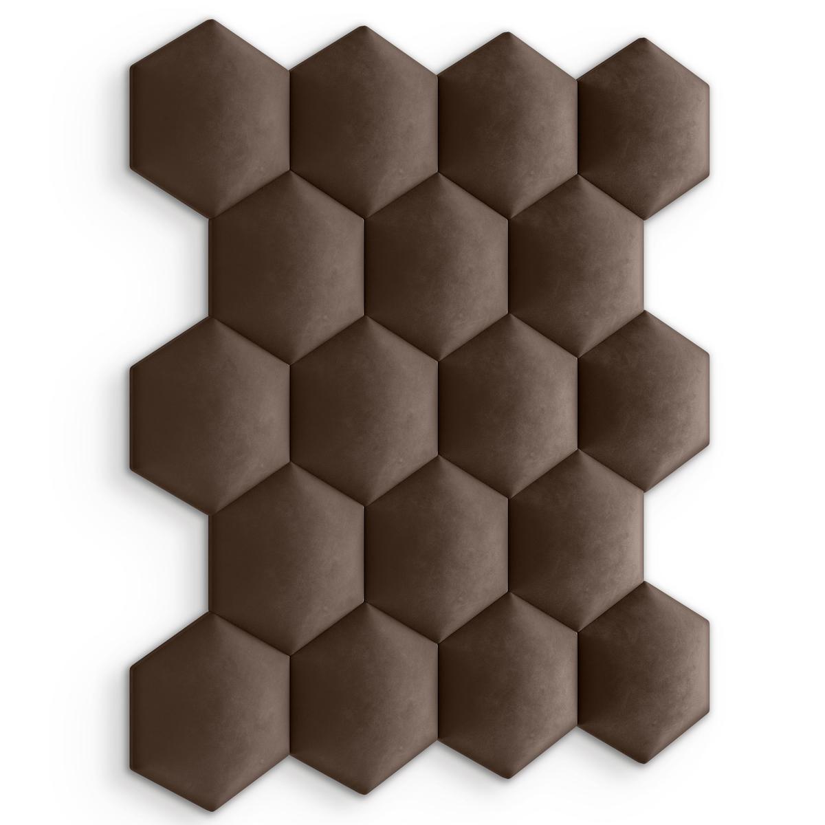 Panele tapicerowane  35x40 cm na ścianę hexagon brązowy nr. 5