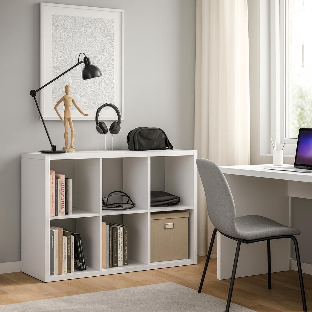 Regał komorowy MALAX 2x3 110x30x75 cm funkcjonalny na książki dokumenty do biura pokoju biały mat nr. 2