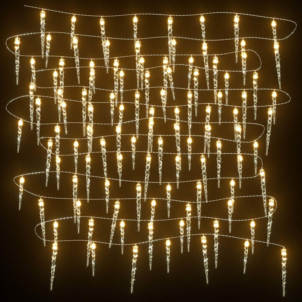 Lampki świąteczne w kształcie sopli, 100 LED, ciepła biel, 10 m nr. 3