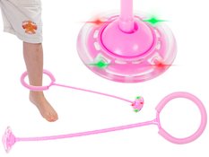 Hula hop na nogę skakanka piłka świecąca LED dla dzieci różowa 62x15x1cm