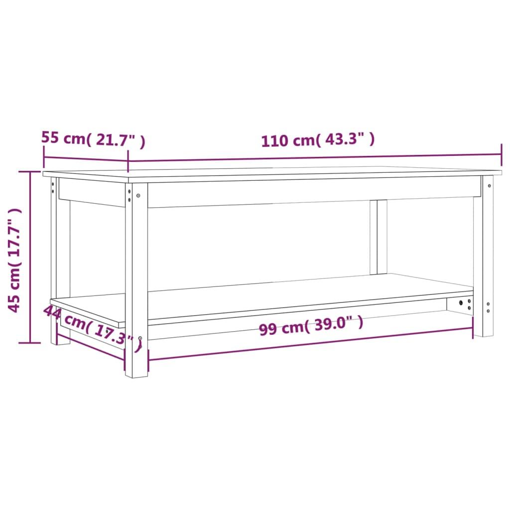 Stolik kawowy 110x55x45 cm z praktyczną półką lite drewno sosnowe miodowy brąz do salonu nr. 8