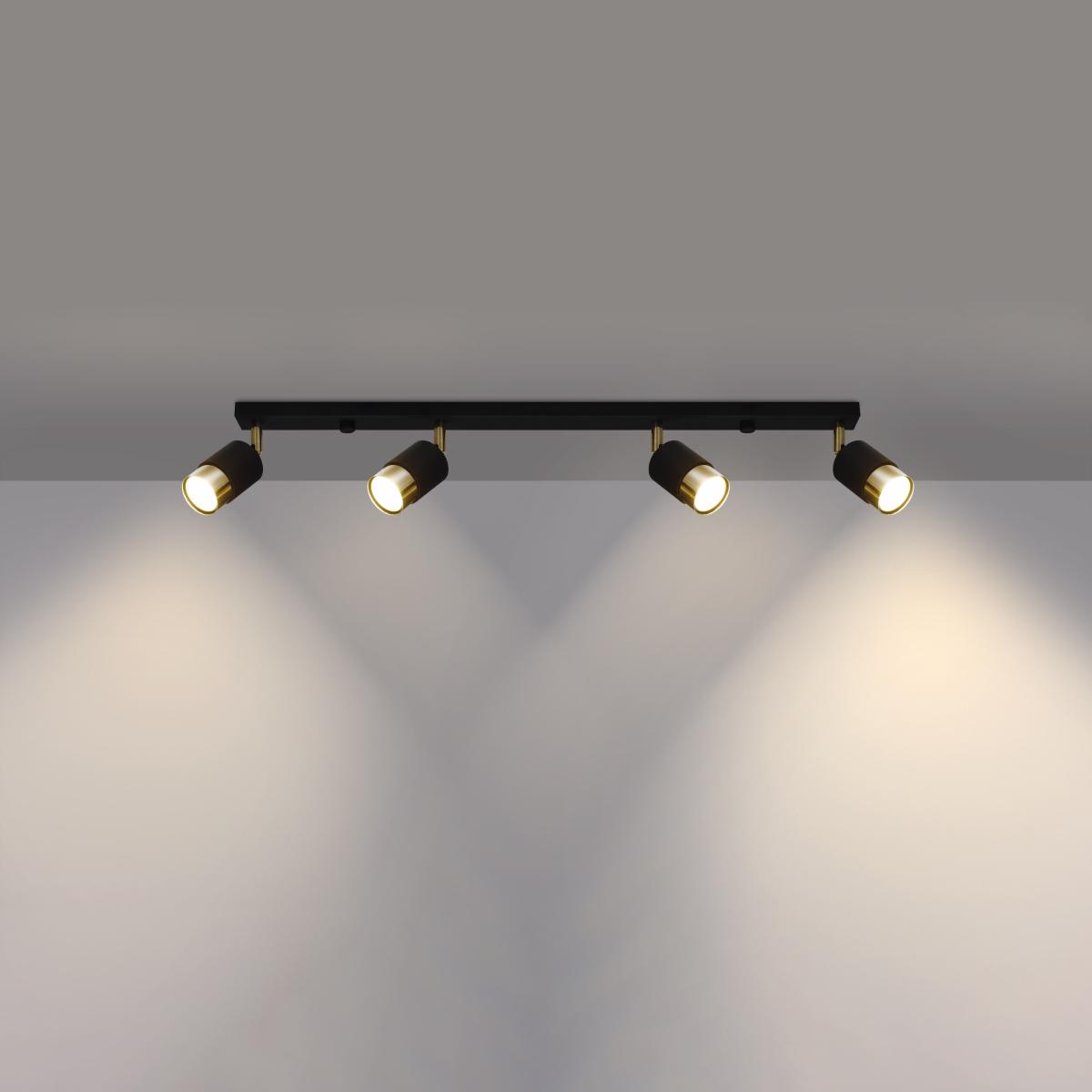 Plafon NERO 4 czarny/złoty 18x5x81cm nowoczesna lampa GU10 do salonu  nr. 3