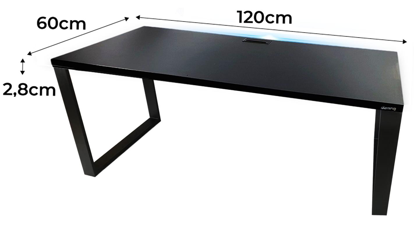 Biurko gamingowe 120x60x71 cm czarne LOFT LED RGB pilot przepust blat 2,8 cm nr. 2