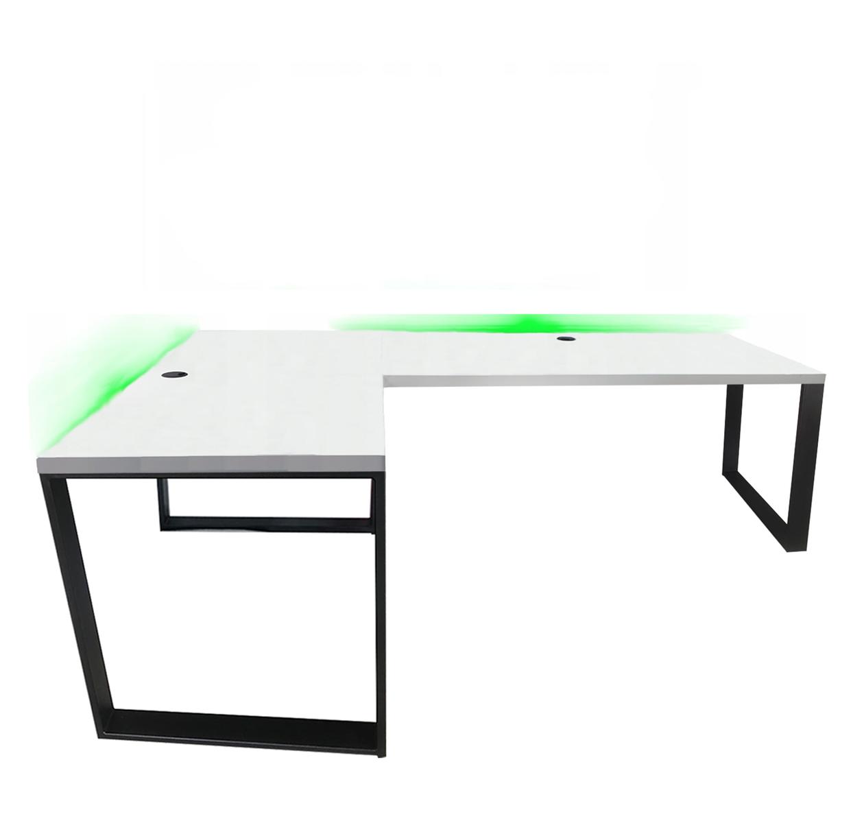 Biurko gamingowe narożne model 2 Low białe LOFT metalowe nogi LED RGB dla gracza 180x71x60cm nr. 2