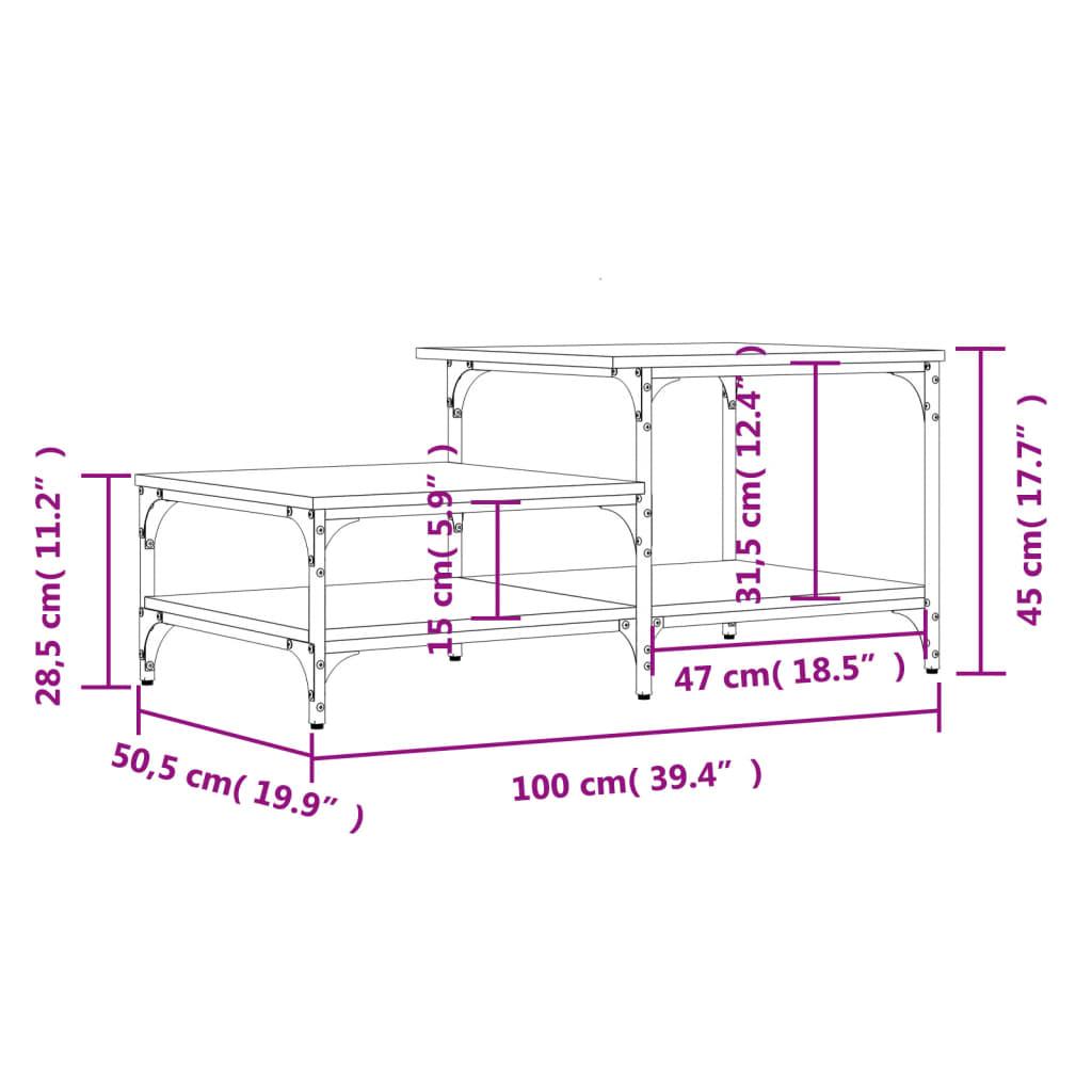 Stolik kawowy 100x50,5x45 cm z przestronnymi półkami czarny do salonu nr. 9