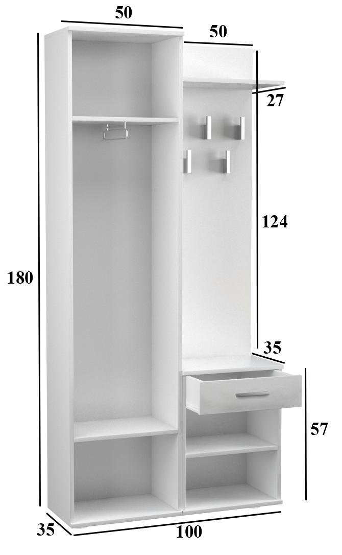 Garderoba do przedpokoju DUO 50x35x180 cm z lustrem wieszakami szafka na buty dąb artisan nr. 3