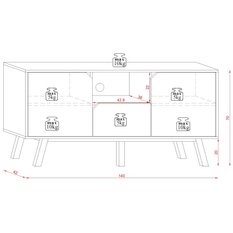 Szafka rtv Tokio Le 140 cm do salonu dąb craft biały mat - Miniaturka zdjęcia nr 3