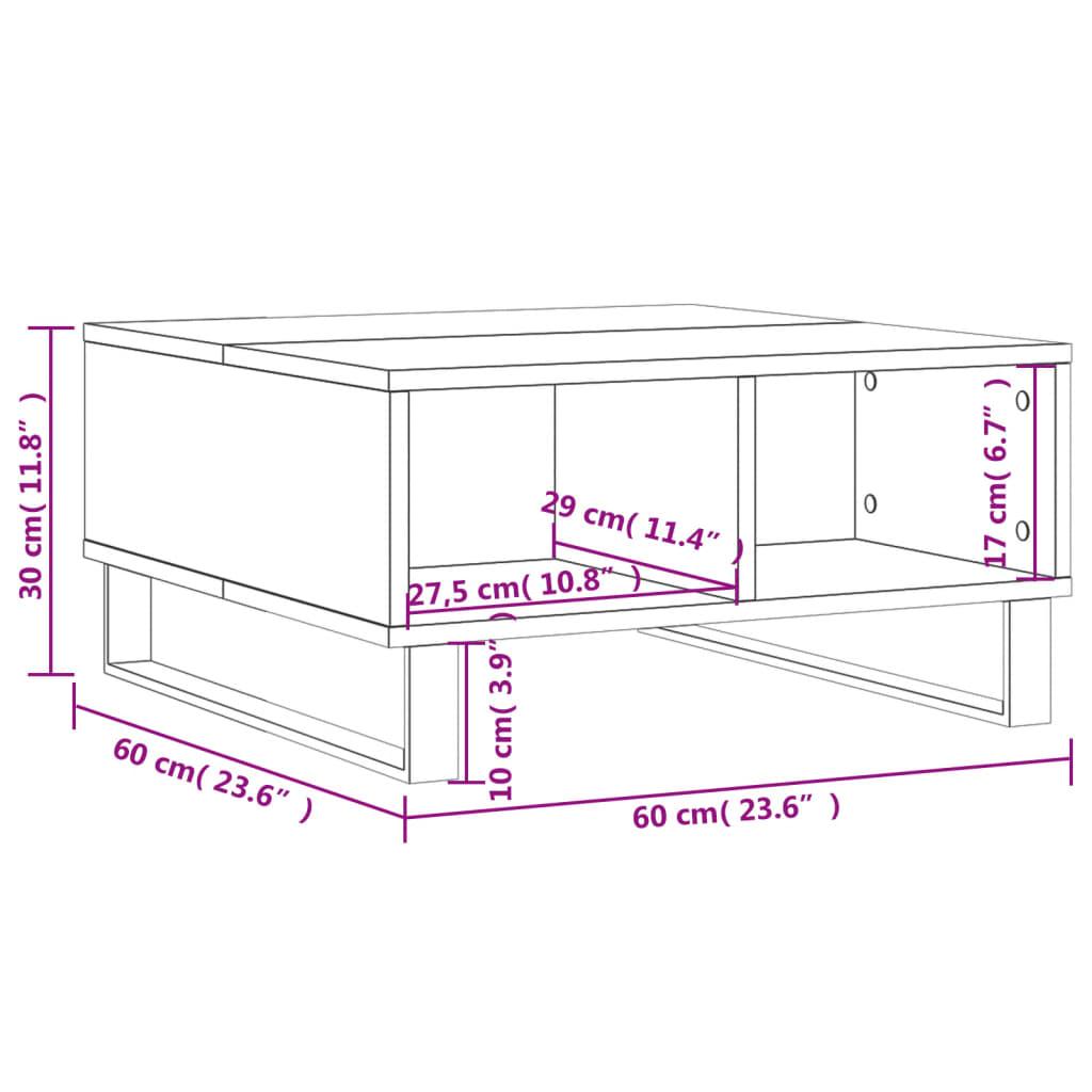 Stolik kawowy 60x60x30 cm z praktycznymi półkami brązowy dąb do salonu nr. 9