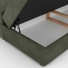 Łóżko kontynentalne 160x200x113 cm tapicerowane podwójne z materacem khaki - Miniaturka zdjęcia nr 13