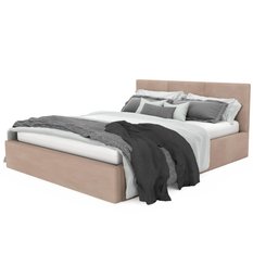 Łóżko tapicerowane do sypialni 180x200x88 cm podwójne z pojemnikiem basic beżowe - Miniaturka zdjęcia nr 10