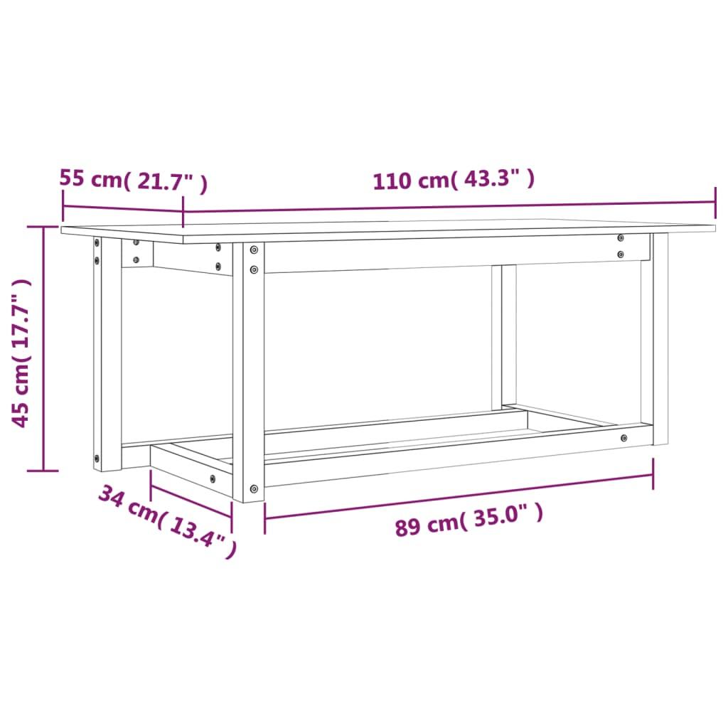 Stolik kawowy 110x55x45  cm z litego drewna sosnowego miodowy brąz do salonu nr. 8