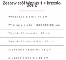 Zestaw mebli do jadalni stół WENUS 160/200X80  + krzesła BOS 2 z litego drewna bukowego niebieskie - Miniaturka zdjęcia nr 5