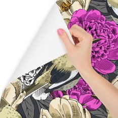 Tapeta – Ptaki i kolorowe kwiaty  - Miniaturka zdjęcia nr 3