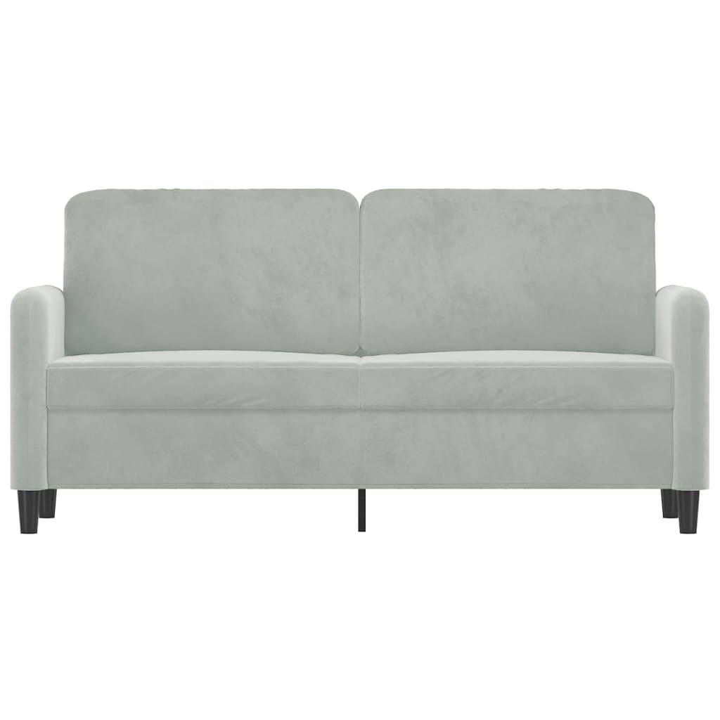 Sofa 158x77x80 cm 2-osobowa wygodna tapicerowana aksamitem jasnoszara do salonu nr. 3