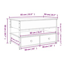 Stolik kawowy 85x50x50 cm z ukrytym schowkiem pod rozkładanym blatem brązowy dąb do salonu - Miniaturka zdjęcia nr 11