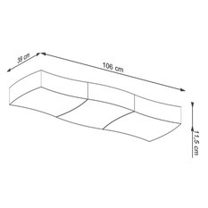 Plafon SQUARE 3 biały 11.5x39x106cm E27 nowoczesna lampa do salonu - Miniaturka zdjęcia nr 7