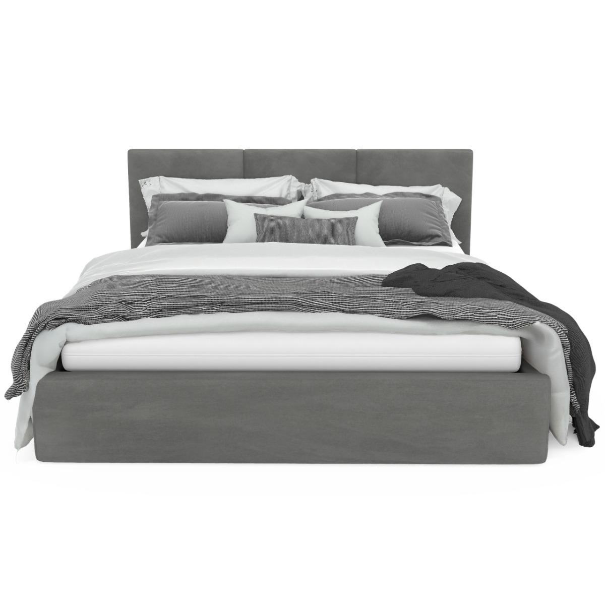 Łóżko tapicerowane do sypialni basic 120x200x88 cm łóżko podwójne z pojemnikiem szare nr. 11