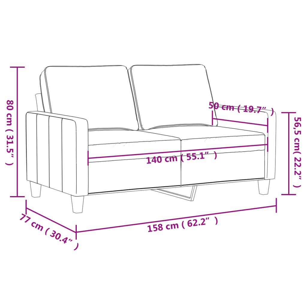 Sofa 158x77x80 cm 2-osobowa wygodna tapicerowana tkaniną czarna do salonu nr. 8