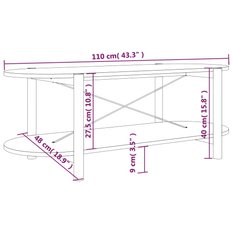 Stolik kawowy 110x48x40 cm z praktyczną dolną półką biały do salonu - Miniaturka zdjęcia nr 7