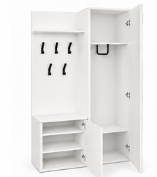 Garderoba do przedpokoju DUO 180x95x35 cm z lustrem wieszakami szafka na buty biały, prawa - Miniaturka zdjęcia nr 4