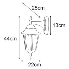 Kinkiet K-5006A DOWN LOZANA 22x44x25 cm do ogrodu czarny - Miniaturka zdjęcia nr 5