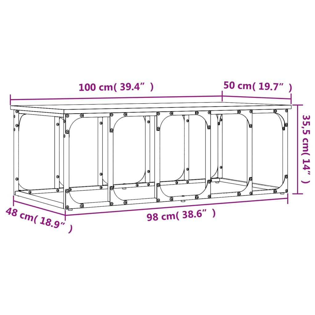 Stolik kawowy 100x50x35,5 cm z metalowymi nogami przydymiony dąb do salonu nr. 9