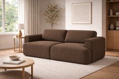 Kanapa z funkcją spania ITALY 253x110x71 cm trzyosobowa sofa rozkładana tkanina FLOW brązowa - Miniaturka zdjęcia nr 1