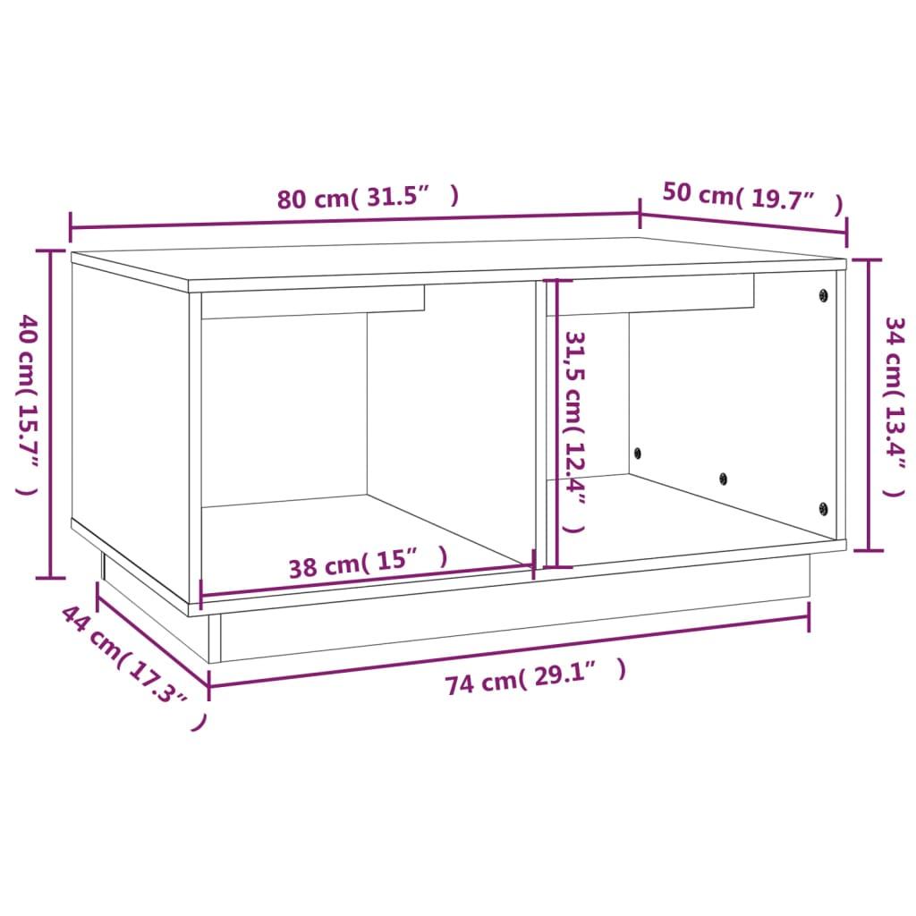 Stolik kawowy 80x50x40 cm z przestronnymi półkami lite drewno sosnowe miodowy brąz do salonu nr. 8