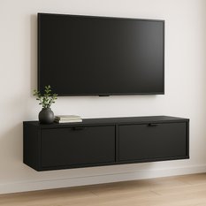 Szafka wisząca RTV AURA 140x33x30 cm do salonu czarny - Miniaturka zdjęcia nr 1