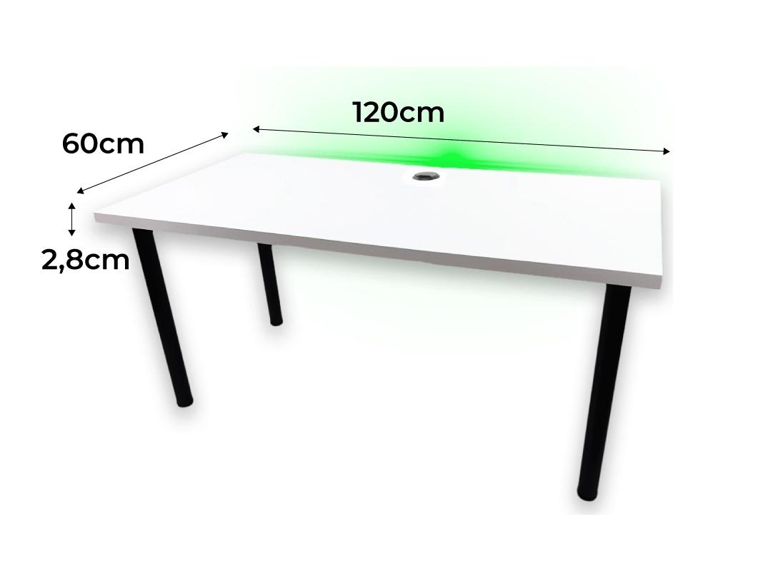 Biurko gamingowe model 2 Low 120x60x28 cm białe przepust do pokoju gracza nr. 3