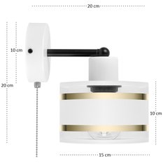 Kinkiet LED 15 x 20 x 20 cm jednopunktowy z abażurem gwint E27  biały z białym abażurem do salonu - Miniaturka zdjęcia nr 5