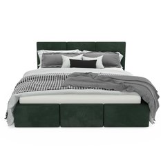 Łóżko tapicerowane 160x200x88cm do sypialni podwójne z pojemnikiem schowek butelkowa zieleń - Miniaturka zdjęcia nr 11