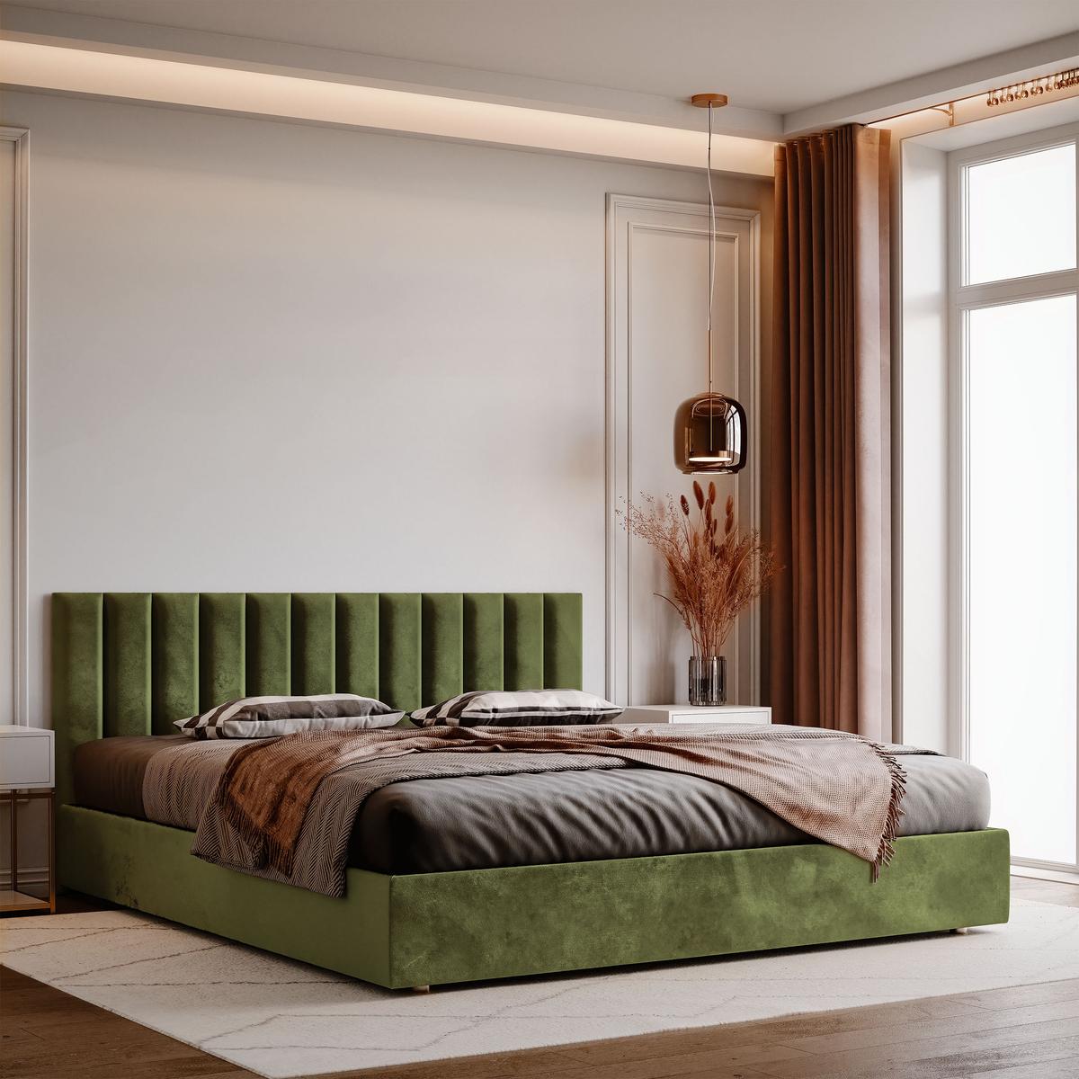  Panele tapicerowane 100x20  cm na ścianę magic velvet khaki nr. 5
