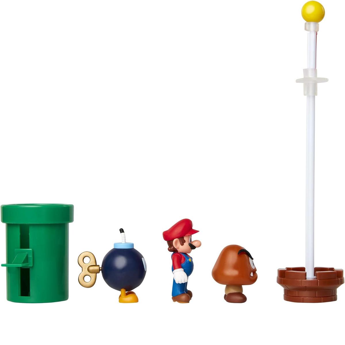 FIGURKI MARIO + GOOMBA + BOB-OMB SUPER MARIO JAKKS PACIFIC ACORN PLAINS DIORAMA SET  nr. 5