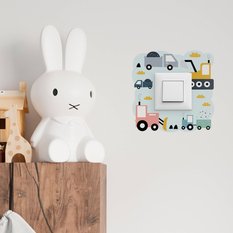 Naklejka Pod Kontakt Dla Dzieci Maszyny Budowlane 20x20 Chmurki Styl Skandynawski - Miniaturka zdjęcia nr 4