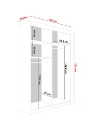 Szafa przesuwna Malani 138x59x205 cm z lustrem lamele antracyt do garderoby sypialni biała - Miniaturka zdjęcia nr 2