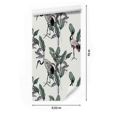 Tapeta – Żurawie i liście, dekoracja w stylu nowoczesnym - Miniaturka zdjęcia nr 2