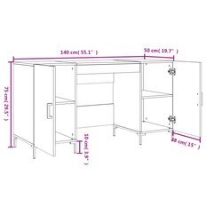 Biurko 140x50x75cm z 2 szafkami dąb sonoma do biura pokoju lub gabinetu - Miniaturka zdjęcia nr 12