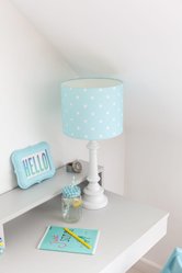 Lampa stołowa 25x25x55 cm miętowa w kropki drewno białe - Miniaturka zdjęcia nr 5