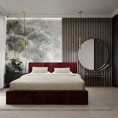 Łóżko tapicerowane do sypialni 180x200x88 cm podwójne z pojemnikiem basic bordowe - Miniaturka zdjęcia nr 4
