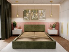 Łóżko tapicerowane do sypialni basic 120x200x88 cm podwójne z pojemnikiem khaki - Miniaturka zdjęcia nr 8